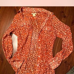 Lucky Brand Red and White Patterned Top